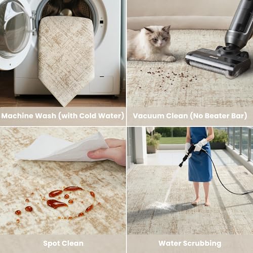 10x12 Area Rug for Living Room Bedroom: Non-Slip Modern Beige White - color: Beige/White, size: 10' x 12' (Rectangular)