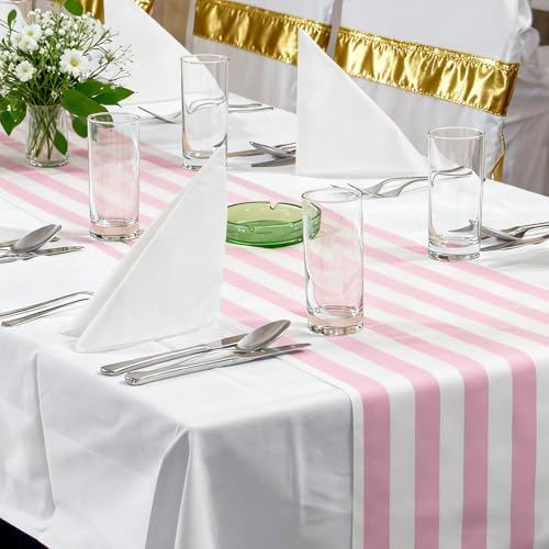 AmazingSpark Striped Table Runner Roll,Pink,50' Long X 16" Wide - color: Pink, size: 50' Long X 16" Wide