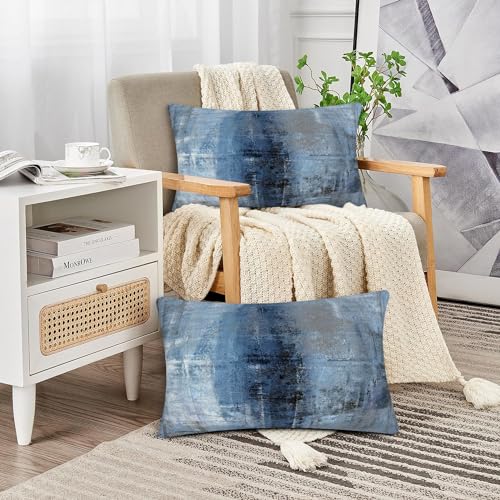 Throw Pillow Covers for Couch, 20x12 Inch, Set of 2, Grey Blue - color: Blue and Grey, size: 20" x 12" (Pack of 2)
