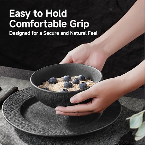 KINGSTONE Bowl Set of 4, 20.4 oz Matte Marble Pattern Stoneware Soup Bowls - size: 4 Pieces