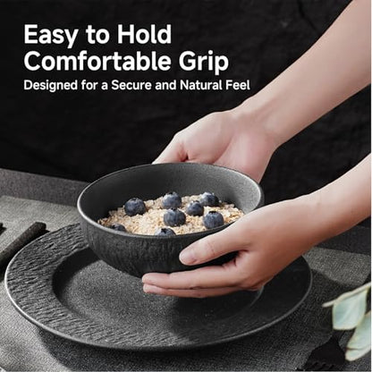 KINGSTONE Bowl Set of 4, 20.4 oz Matte Marble Pattern Stoneware Soup Bowls - size: 4 Pieces
