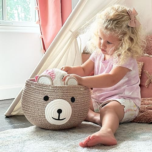 CherryNow Baby Basket for Gifts Empty, Cute Bear Design, Light Brown - color: Light Brown, size: 10.5"D x 8.5"H