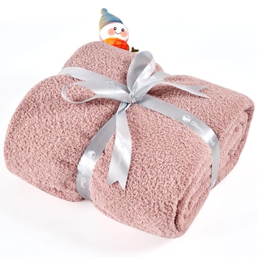 Ailemei Direct Knit Throw Blanket for Bed, Soft Thin Blankets for Sofa, Couch, Camping, Office Chair, Cozy Touch Lightweight Breathable Blanket All Season Use, Dusty Rose 50"×70" - color: Dusty Rose