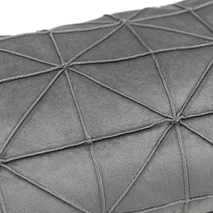 JWH Velvet Lumbar Throw Pillow, 14x24 Inches, Gray - color: Light Gray, size: 24" x 14" (Pack of 1)