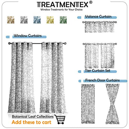 White Grey Leaf Sheer Linen Curtains 52x72"L Bedroom Drapes Farmhouse 2pcs - color: Grey, size: 52"W x 72"L (Pack of 2)
