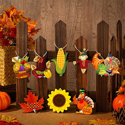 Bucherry 40 Pieces Fall Thanksgiving Wood Ornaments for Tree,Cute Style - style: Cute Style