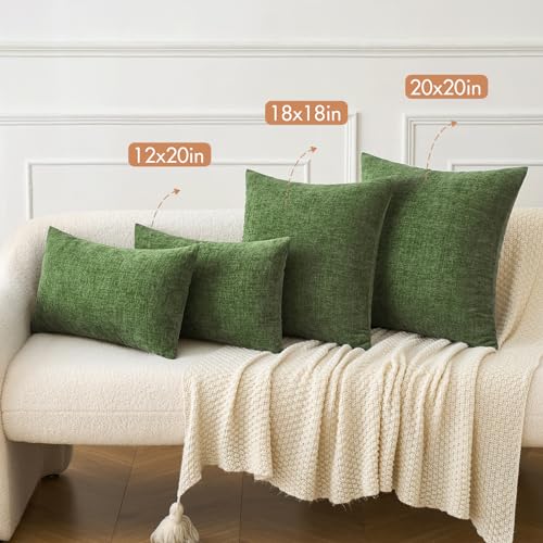 MIULEE Soft Chenille Throw Pillow Covers Moss Green 16x16 Inch Pack of 2 - color: Moss Green, size: 16" x 16" (Pack of 2)