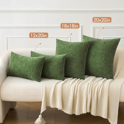 MIULEE Soft Chenille Throw Pillow Covers Moss Green 16x16 Inch Pack of 2 - color: Moss Green, size: 16" x 16" (Pack of 2)