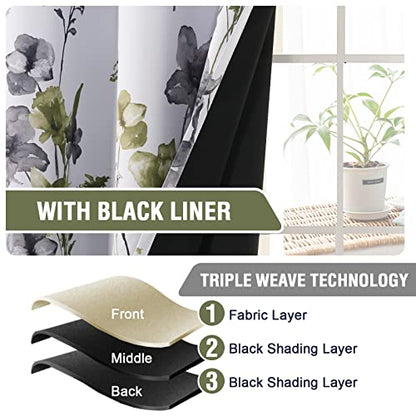 H.VERSAILTEX 100% Blackout Curtains 84 Inches for Bedroom, Grey/Olive - color: Grey/Olive, size: 52"W x 84"L (Pack of 2)