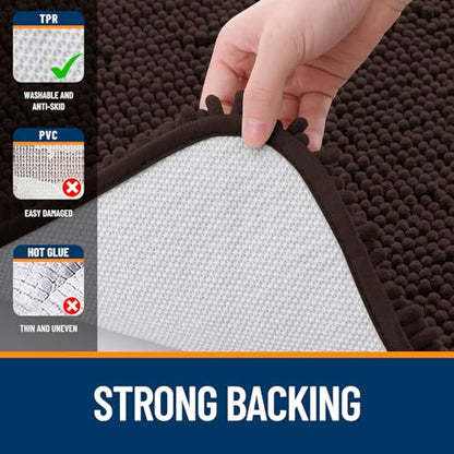 OLANLY Toilet Rugs U-Shaped 20x20, Soft Absorbent Chenille Contour Rugs - color: Brown, size: 20" X 20" Contour Rug
