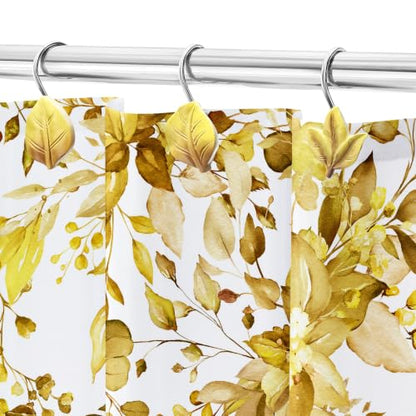 Yellow Plant Leaf Shower Curtain Hooks,Eucalyptus Bathroom Decor,12PCS - color: Yellow