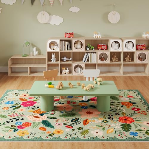 Rugcomf Area Rug 6x9 Washable, Green - color: Green, size: 6' x 9' (Rectangular)
