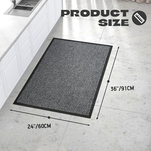 Hargiis Kitchen Rug, Rubber Non Slip Kitchen Rugs Washable, Absorbent Runner Mat for Floor, Machine Washable Standing Mats for in Front of Sink, Door, Laundry, Entryway, Hallway (Black, 36" × 24") - color: Black, size: 36" x 24"