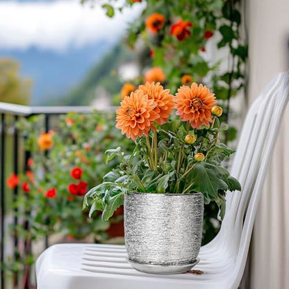 Ceramic Plant Pot 5 Inch, Indoor Planter with Drainage, Silver - color: Silver, size: 5.3 Inch