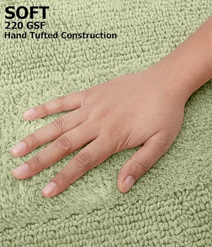 COTTON CRAFT 2 Pack Reversible Bath Mat Rug - Luxurious 17x24 Sage Green - color: Sage, size: 17x24 Inches