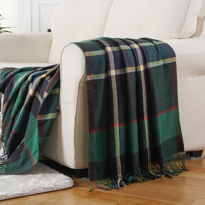 Forest Green Plaid Throw Blanket for Couch, Buffalo Checkered Blanket - color: Forest Green