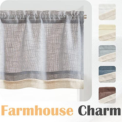 jinchan Kitchen Valance Curtain Double Layers, 50x16, 1 Panel, Grey - color: Double Layer | Grey, size: 50"W x 16"L (Pack of 1)