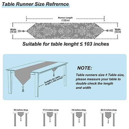 120" Long Table Runner Luxury Retro Embroidery Pattern with Light Blue - color: Blue, size: 13x120"