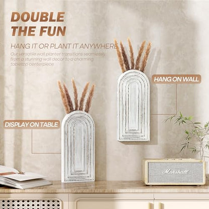 EOSAHR Wall Vase: Wall Planter for Indoor Plants & Fake Flowers, Whitewash - color: Whitewash