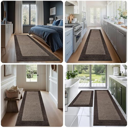 Kitchen Rugs Set (24" x 36"+ 24" x 60"), Runner Rug Roll Packing - color: Brown, size: 24" X 36"+ 24" X 60"