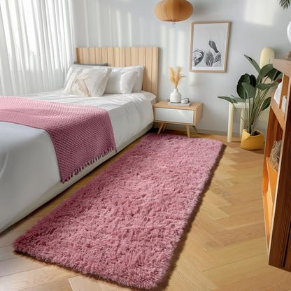 Blush Runner Rugs for Bedroom Living Room, Fluffy 2x6 Hallway Soft Area Rug - color: Blush, size: 2' x 6' (Runner)