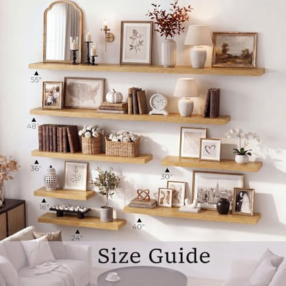 Vivelove Deep Floating Shelves, 30 x 8 Inch, Oak, Set of 2 - color: Oak, size: 30"Wx8"Dx1.4"H
