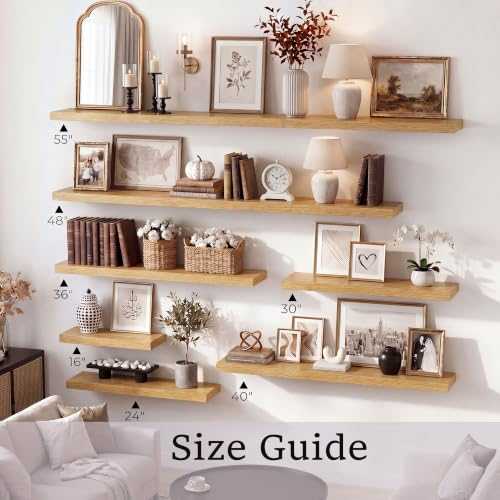Vivelove Oak Floating Shelves 8 Inch Deep, 16 x 8, Set of 2 - color: Oak, size: 16"Wx8"Dx1.4"H