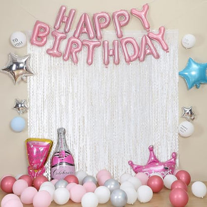 3Pcs Wavy White Metallic Tinsel Curtain Foil Fringe Backdrop,3.3 ft x 6.6 ft Streamer Photo Booth Props for Party Door Wall Curtains Bachelorette Birthday - color: Pure White