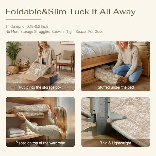 HUGEAR 6x9 Beige Retro Distressed Washable Area Rug for Living Room - color: A| Beige, size: 6' x 9' (Rectangular)