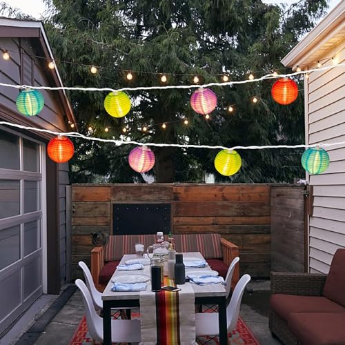 Vigdur Lantern String Lights, 10 Multicolor Lanterns Patio Lights, 9.8FT - color: Brown