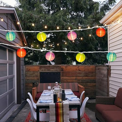 Vigdur Lantern String Lights, 10 Multicolor Lanterns Patio Lights, 9.8FT - color: Brown