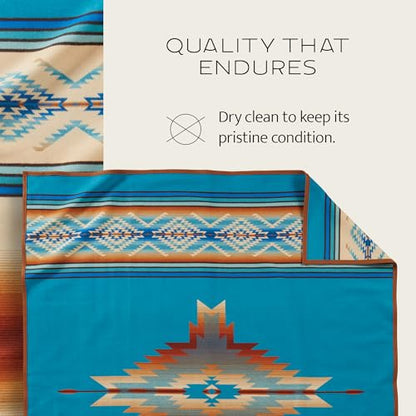 Pendleton Jacquard Unnapped Blanket, Wool Cotton Blend, Reversible, 64 x 80 - color: Fire Legend Sunset, size: Twin (64" x 80")