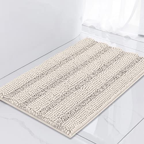 Turquoize Small Bathroom Rug 17x24, Soft Absorbent Chenille Bath Rug, Ivory - color: Ivory, size: 17" x 24"