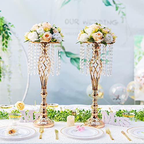 Flower Centerpieces Wedding Tables: Champagne & White, 2 Packs - color: Peachy Champagne & White