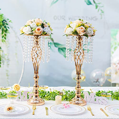 Flower Centerpieces Wedding Tables: Champagne & White, 2 Packs - color: Peachy Champagne & White
