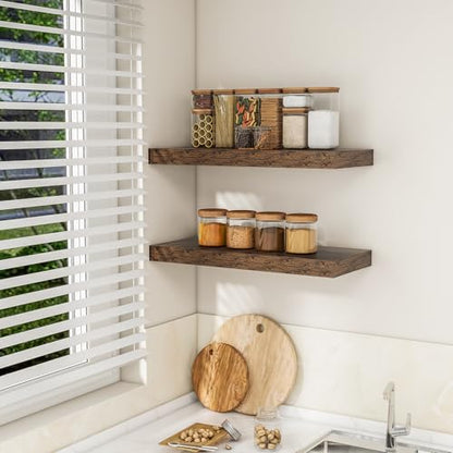RICHFOCUS 24Inch Floating Shelves for Wall 2Pack|Rustic Brown|8" D - color: Rustic Brown, size: 23.6"L x 8"D, Set of 2