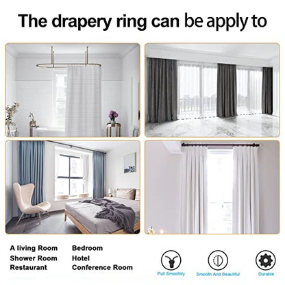 Antique Brass Curtain Rings with Eyelets for Up to 1.2-inch Curtain Rods (Set of 30 PCS Curtain Rings) - size: 1 1/2 inch Inner Diameter