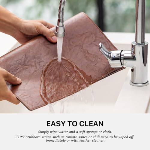 Baroyal Faux Leather Placemats Set of 4 Vinyl Washable Wipeable Table Mats for Kitchen Dining Table Heat Resistant Waterproof Indoor/Outdoor Placemats Non-Slip Easy Clean Place Mats (Reddish Brown) - color: B-reddish Brown