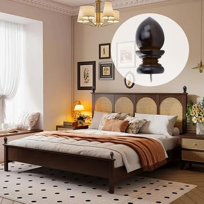 T Tulead Wooden Curtain Rod Finials, Brown, 4PCS - style: Brown, 1.41", 4PCS