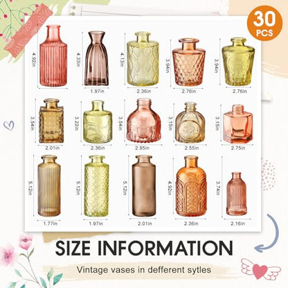 Yaomiao 30 Pcs Glass Bud Vases Centerpieces, Orange Yellow Series - color: Orange Yellow Series