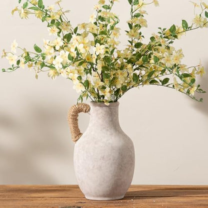 Vanselia Ceramic Flower Vase Home Table Decor Living Room Farmhouse 10 in - color: 10" With Hemp Rope