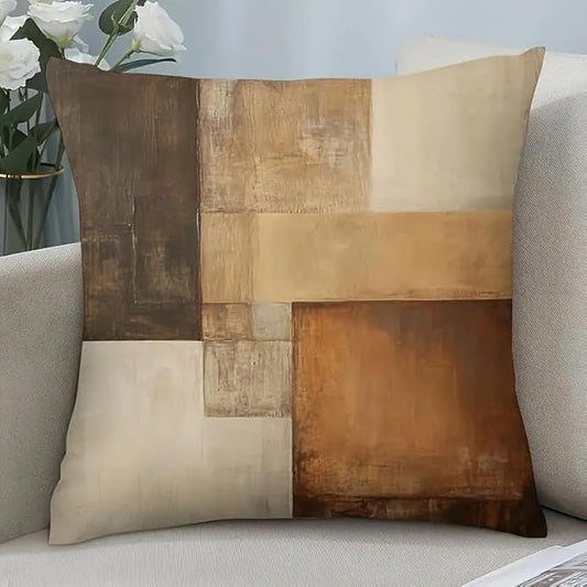 Decorative Throw Pillow Covers, Modern Abstract Brown Geometric Pattern, Set of 2，16x16 Pillows Linen Pillowcase，Modern Decorative Square Pillowcases for Sofa Couch Bedroom Living Room Car - color: Grren13, size: 16" x 16" (Pack of 2)
