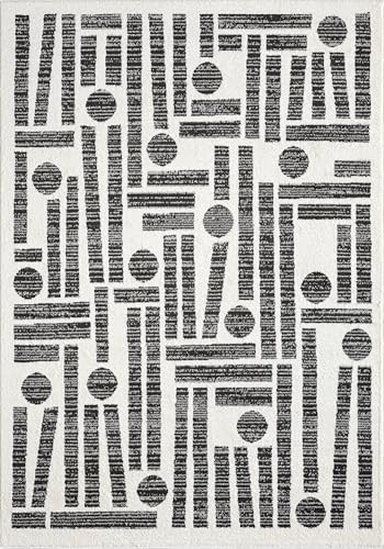 Abani Nomad Cream & Grey Area Rug 4' x 6' for Living Room, Bedroom - Geometric Pattern - Durable & Easy to Clean - size: 4x6