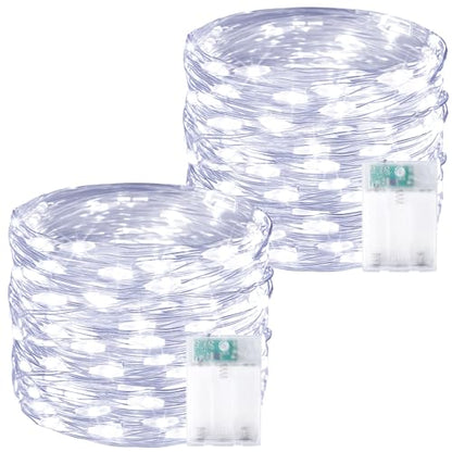 2 Pack 60 LED Fairy Lights Battery Operated with Timer, 20 FT Cool White - color: Cool White, size: 2PK（60LED）