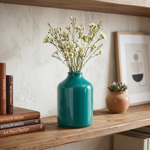 Sunddo Green Ceramic Vase, 7 Inch - color: Dark Green, size: 7 inch