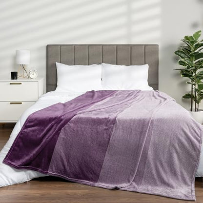 PAVILIA Purple Ombre Fleece Throw Blanket for Couch Sofa Bed, 50x60 - color: Gradient - Purple, size: 50 x 60 Inches - Throw