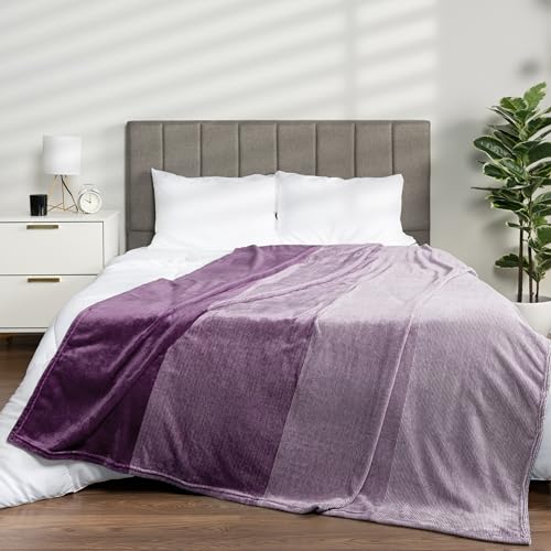 PAVILIA Purple Ombre Fleece Throw Blanket for Couch Sofa Bed, 60x80 Twin - color: Gradient - Purple, size: 60 x 80 Inches - Twin