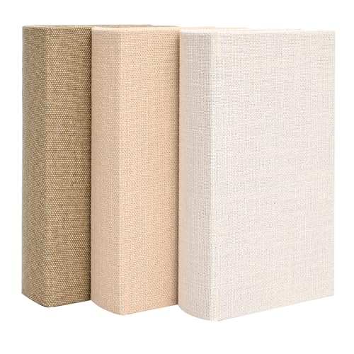 DECOR4SEASON Modern Linen and Wood Decorative Faux Book Boxes Set of 3, 8" - color: Taupe,Beige,Off-White, size: 8"