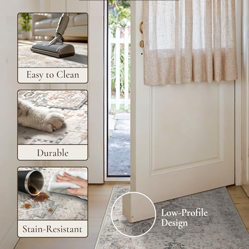 GENIMO 2'6"x5' Washable Runner Rug Non Slip for Hallway, Light Taupe Brown - color: Light Taupe Brown, size: 2'6" x 5' (Runner)