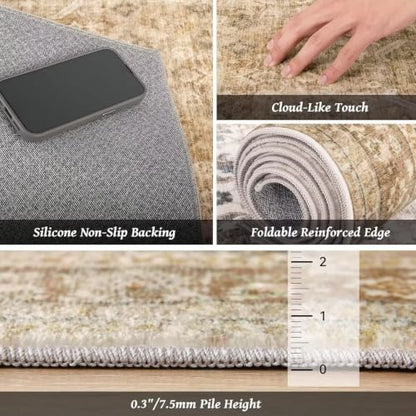 Washable 6x9 Area Rugs for Living Room Bedroom, Brown/Taupe - color: Brown/Taupe, size: 6' x 9' (Rectangular)
